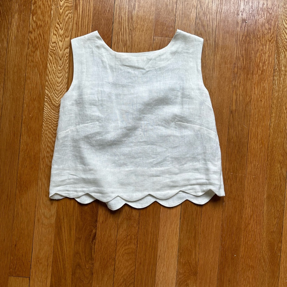 Scalloped Hem Linen Top